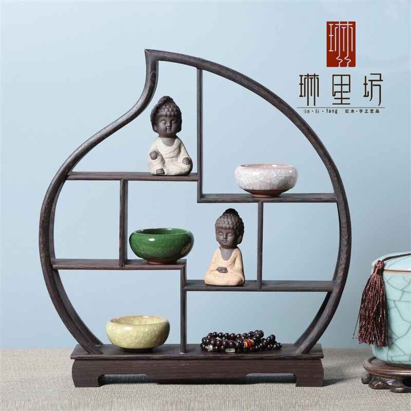 鸡翅木桃形博古架多宝阁柜文玩展示架木质工艺中式实木摆件架子