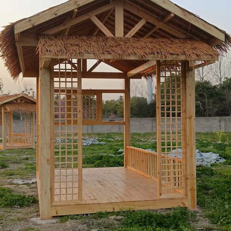 茅草凉亭户外庭院茶室日式花w园室外木屋露台休闲茶亭民宿造景长