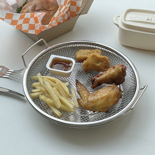 不锈钢沥油d架油炸漏网漏油神器家用油渣过滤网架双耳滤油网筛托