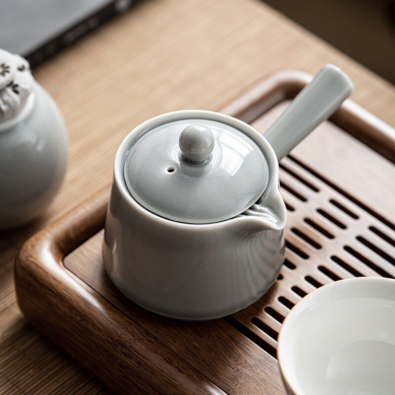 陶瓷侧把壶日式手工冰灰釉小茶壶功夫茶具泡茶单壶普洱急需壶