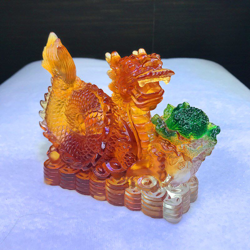 琉璃龙白菜龙摆件生意兴龙高档家居装H饰品办公室招财店铺开业礼