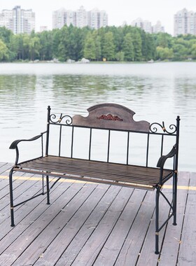 沐子哥庭院户外花m园欧式长条椅金 属铁艺阳台室外休闲桌椅