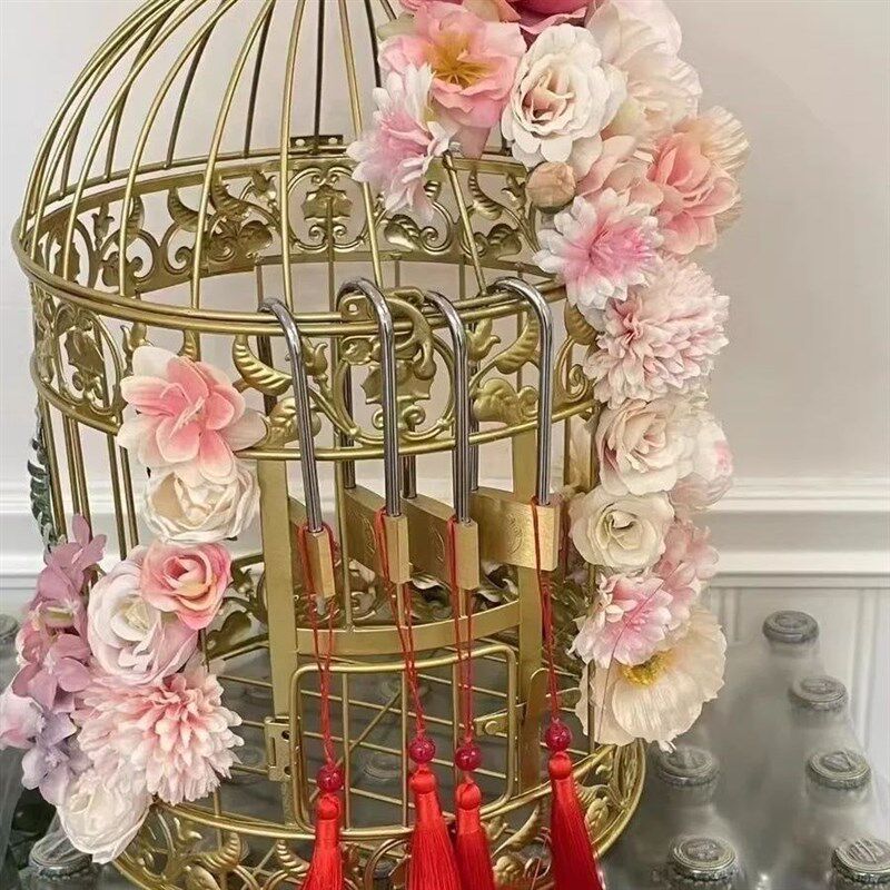 装饰鸟笼大号金色复古铁艺鸟笼摆件婚庆装饰婚鞋鸟笼鸟笼花艺