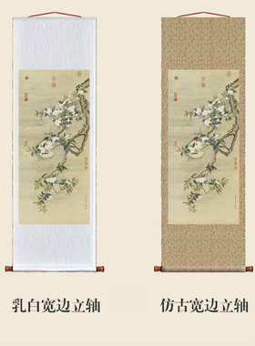 清邹一桂梨花夜月图卷轴画中式装饰画G花鸟画客厅沙发玄关茶楼挂