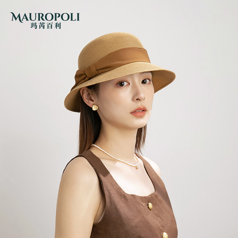 法式防晒草帽女夏季2025新款可折叠度假风女式海边遮阳帽子渔夫帽