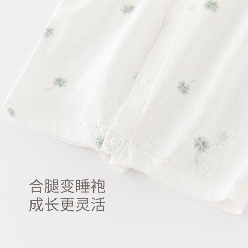 乖奇熊男女宝宝纯棉连体衣春夏季长袖空调L服婴儿无骨哈衣爬服薄