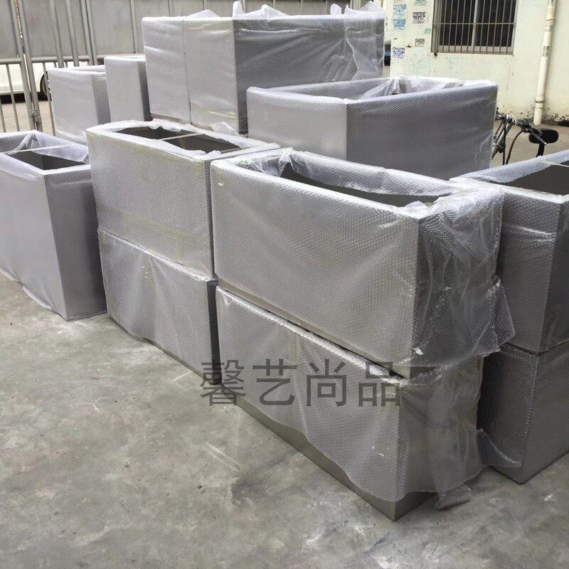 不锈钢花盆 304长方花箱形金属花瓶 电镀/烤漆园艺 X绿植落地花