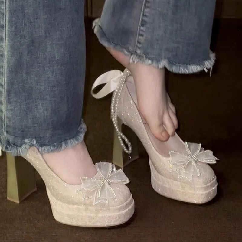 防水台粗跟高跟鞋女日常百搭气质高级不累脚禾秀婚纱两穿新娘婚鞋