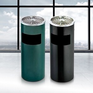 美天工厂  港式圆形带盖室内y果皮箱电梯口烟灰桶 不锈钢垃圾桶