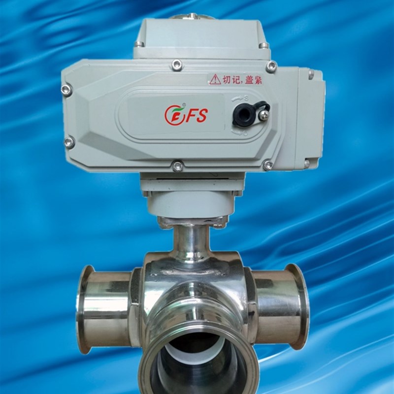 沸西尔 不锈钢卫生级快装电动三通球阀 快开电动卡箍式三通球阀