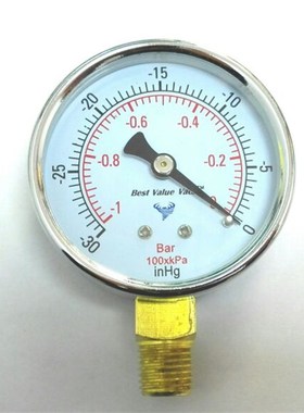 负压表绝压表-1~0bar -100xkpa~0 -30~0inhg 60mm 螺纹pt1/4真空