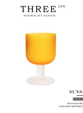 TlifeSunset杯具水晶玻璃磨砂橙色高脚杯酒杯葡萄酒杯  日落