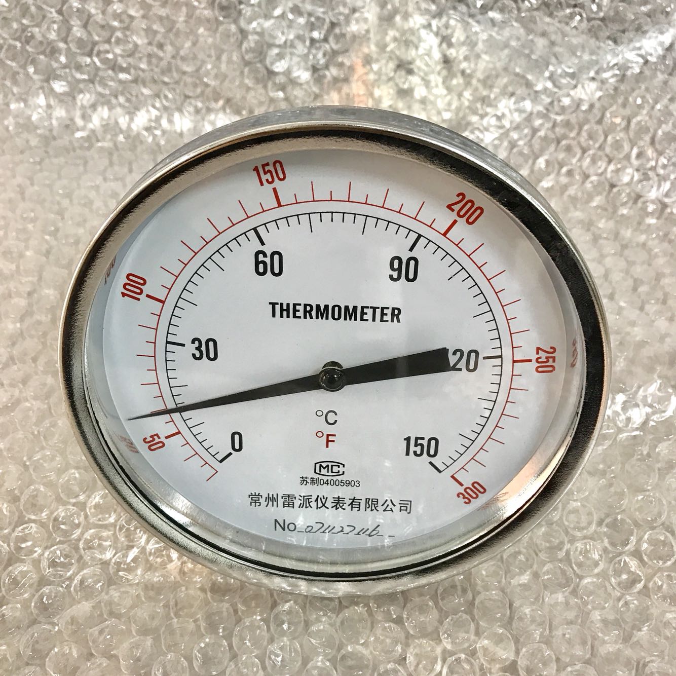 订货 轴向双金属温度计 WSS-501 0-150度 杆长L=100mm 表盘150mm