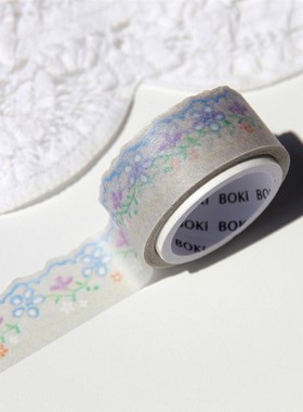 Boki可爱碎花格子美纹花边纹手帐封边纸质胶带蝴蝶结细宽胶带