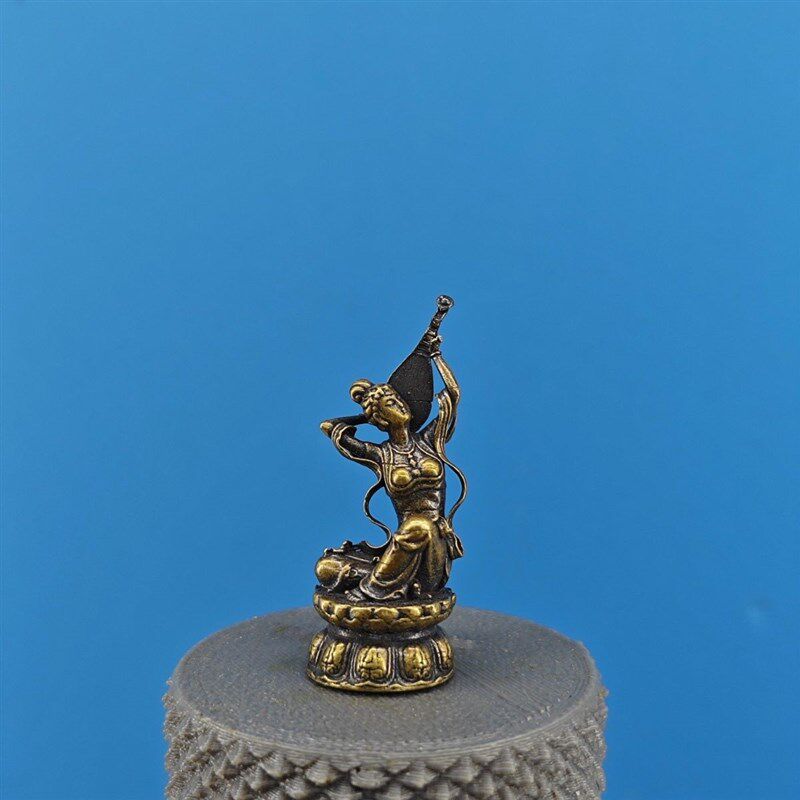 黄铜敦煌飞天弹琵琶古风美女盆景假山水鱼缸造景摆件禅意人物装饰