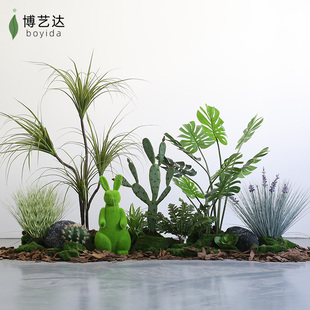 仿真绿植造景装饰橱窗办公室内外楼梯下大型落地植物景观盆栽摆件