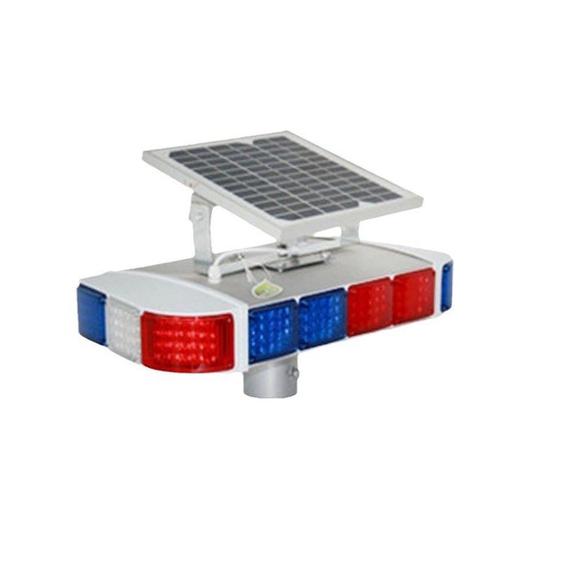 晗琨太阳能四灯双面爆闪灯 红蓝双色警示爆闪灯施工警示灯