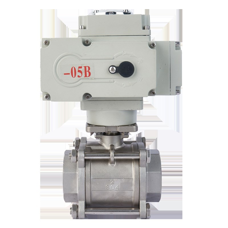 奇迈科 电动不锈钢丝扣三片式球阀dn15 三通内螺纹阀门 Q911F-16P