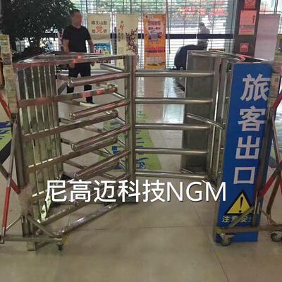供应火车站出口半高单向门 陕西半封闭式单项闸 不锈钢梳状旋转闸