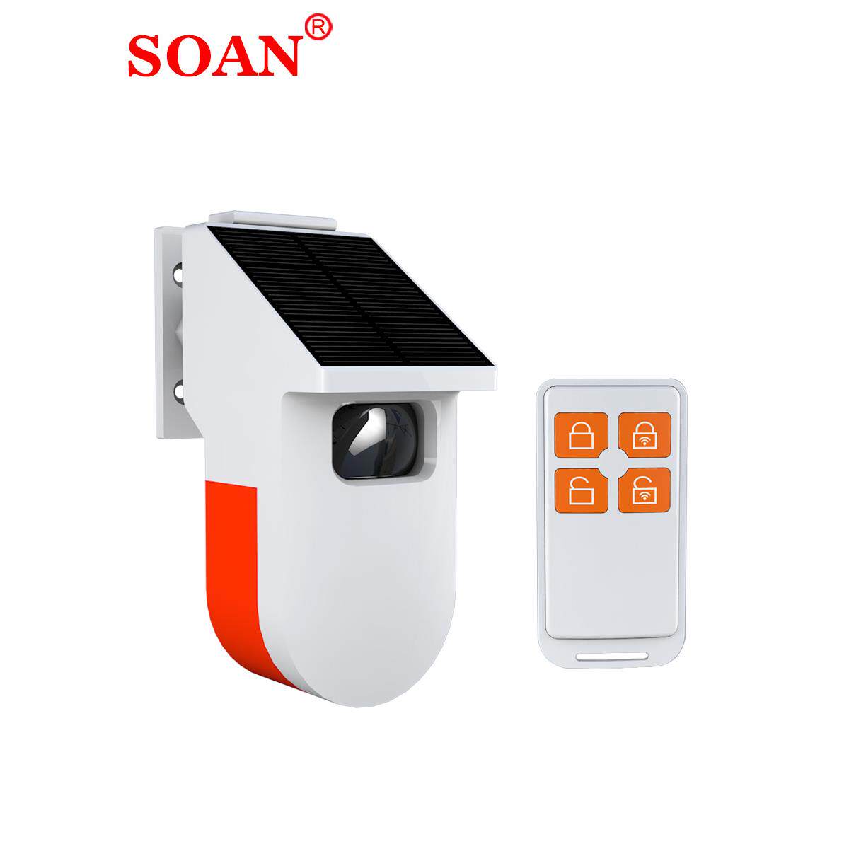 户外太阳能人体微波红外线防盗报警器感应门铃露营语音提示警报器