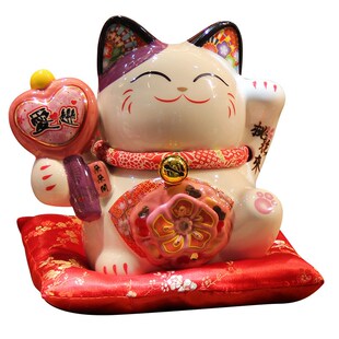 福缘猫新款招桃花存钱罐 招财猫创意礼品储蓄罐旺桃花招财猫摆件