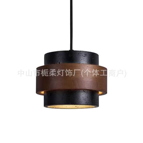 中古床头卧室黑洞石小吊灯高级中古可升降意式极简复古餐厅灯具