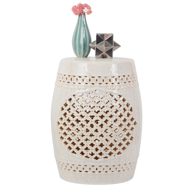 中式工艺品凳子仿古瓷凳鼓凳 古筝凳瓷器 陶瓷摆件家居瓷凳