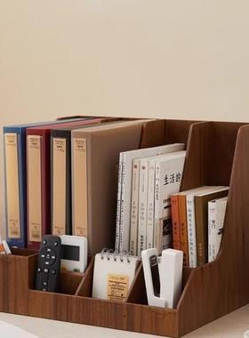 办公桌面文件架立式4文收夹资料整理纳架日AIW质式木收纳盒件书立