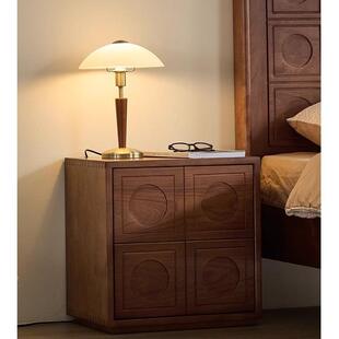 北美樱桃木复古实木31826床头柜黑桃胡收木床边式小柜子法中古风