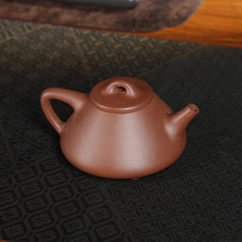 正宗宜兴紫砂壶名家8原矿精工手半ZTH工井紫泥子冶石瓢茶壶深20ml