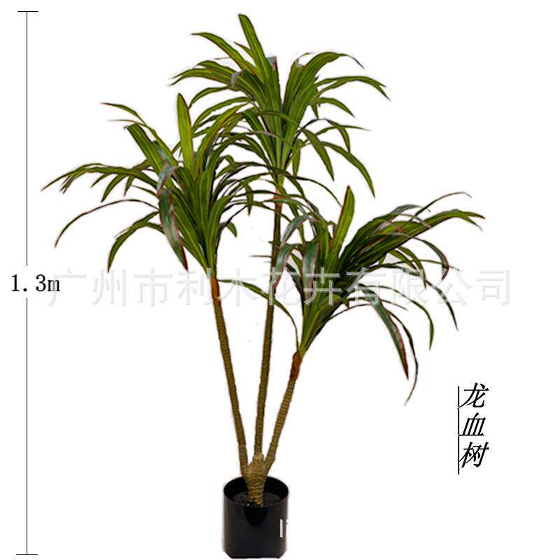 仿真彩物装饰七铁龙橱血树假盆栽服装店植绿植窗假树植DEW物造景