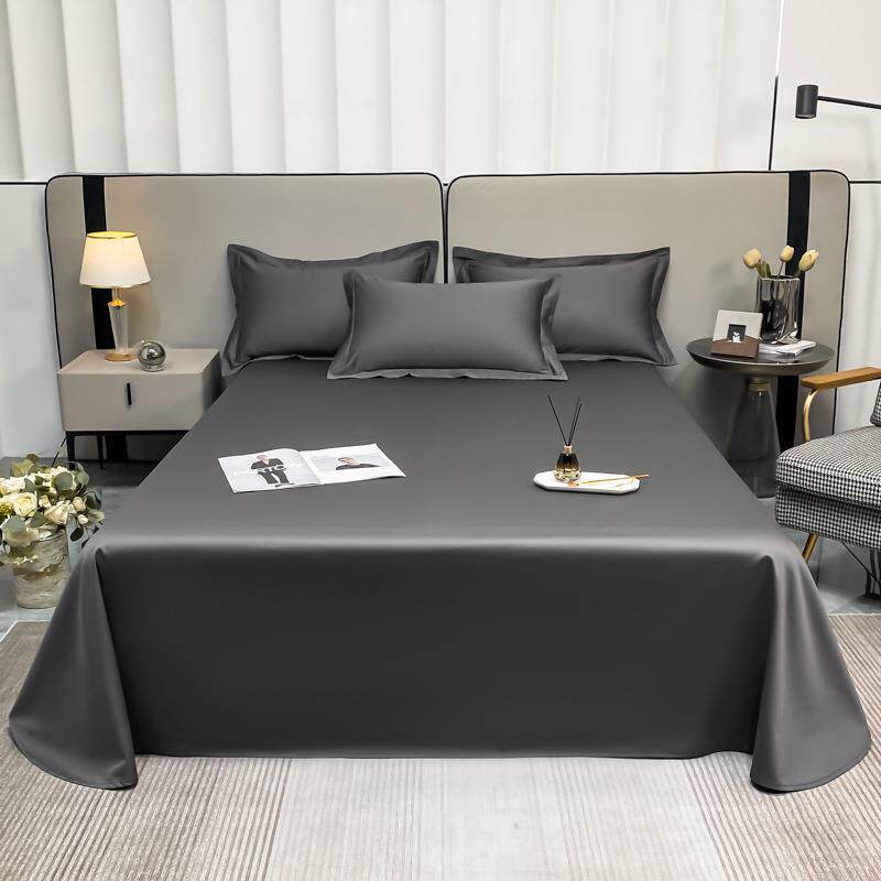 100支套长纯绒棉纯色全棉床单件家用1单00棉双人KRE床被单枕套三