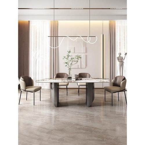 62R意式岩板餐桌饭桌岛台款子205新轻奢桌简约洽谈NRL桌椅组合儿