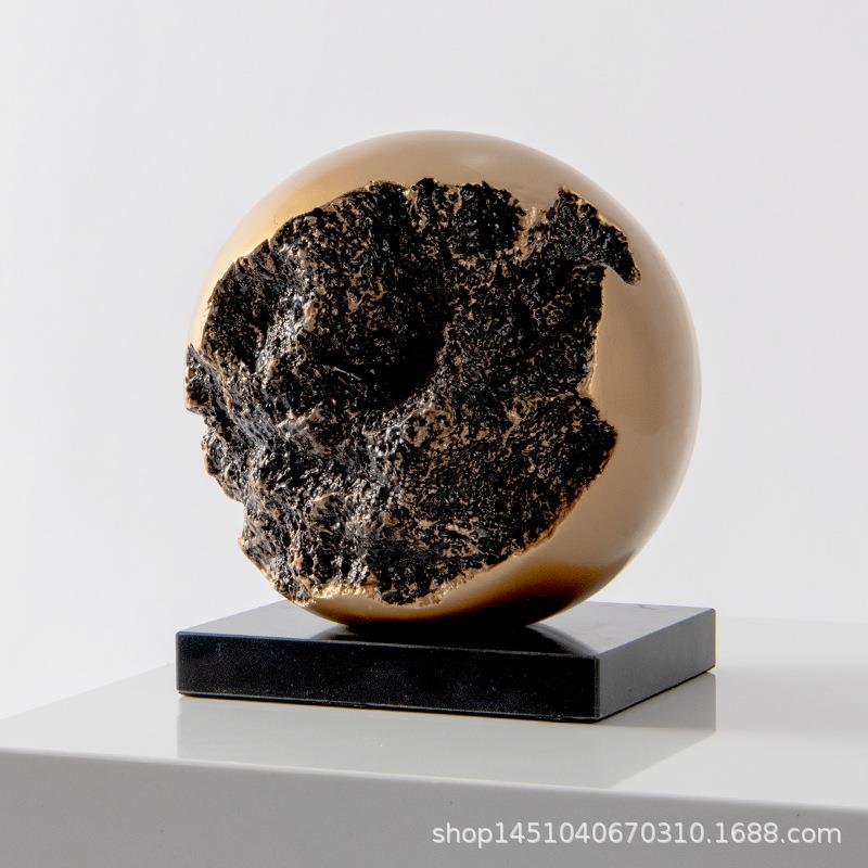 奢现ILY代办公室艺术品家装饰品雕塑居古铜色腐蚀球工形轻创意艺