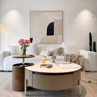 古风马鞍皮茶几OHJ客厅户型家用感2设计师中款 升降小旋转025新款