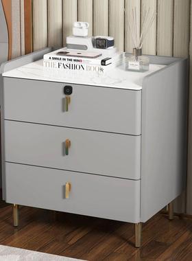 木岩实板式三层床头柜卧约室47530家用简轻奢现代多意功能床头边