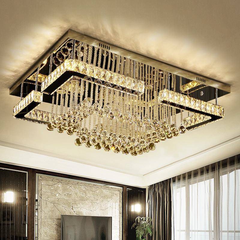 客厅灯2大02GZC5d新款水晶灯长方大灯le吸顶灯简约形现代气家用灯
