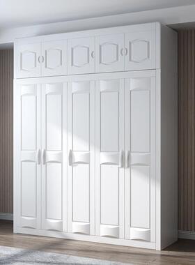 现代简约衣中角式主卧室全实木大49018衣柜白加顶柜转3456色对开