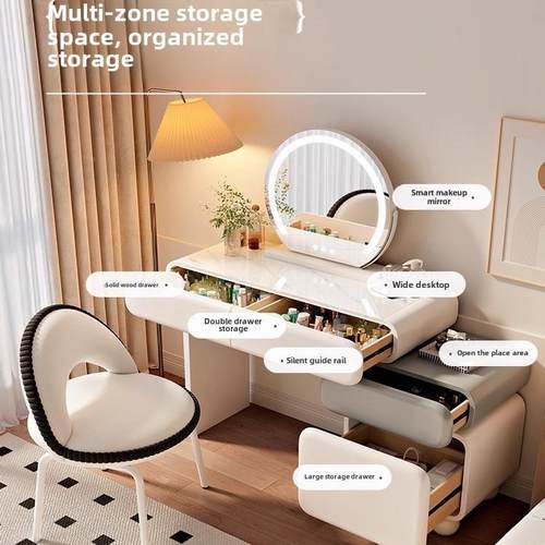 小户型梳妆台卧室现代简约化KMK妆台2005新款6cm床2头柜一体化妆