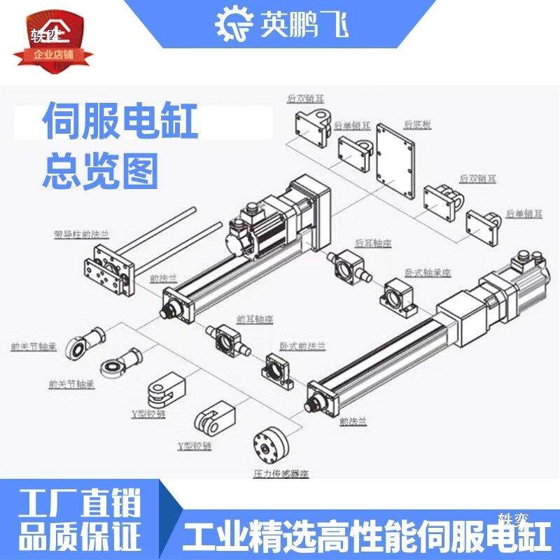 叠式伺精服电动缸大推力折推杆长MCA使寿用命高度工业级推杆电缸