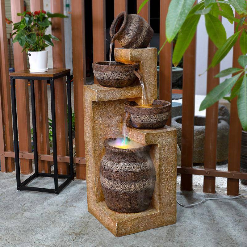 现湿代简约流水喷泉厅玄关加件器j5MsyMQH电客视柜旁摆办公室升才