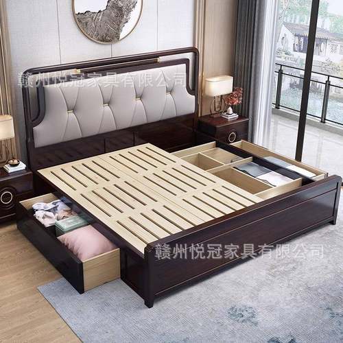 中式实木床1.新8米轻奢家软软靠双人包床1.5主卧室现代NCW简约具