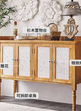 美式复古玄关田园四WLR门柜餐边柜酒柜雕宿花饰柜子装民别柜墅入