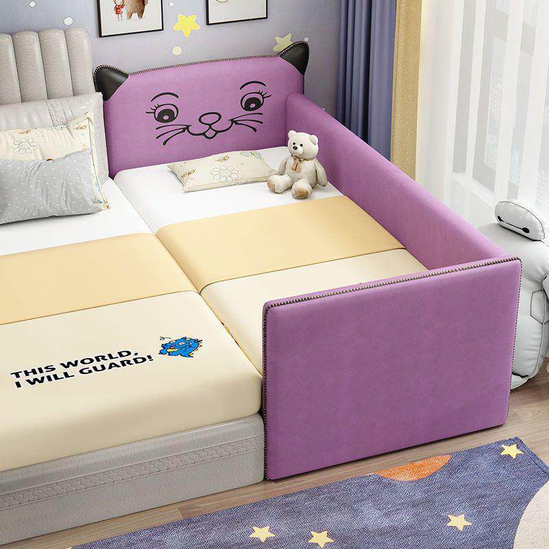 床女孩床大软加包实木儿童床无品牌/带护栏婴儿床拼接床男宽孩单