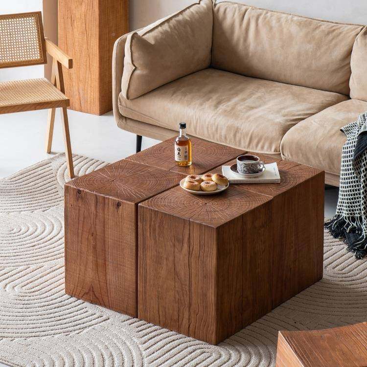 实木子原木凳无品牌/凳子沙墩发边几茶几根角雕矮花架民宿酒店摆