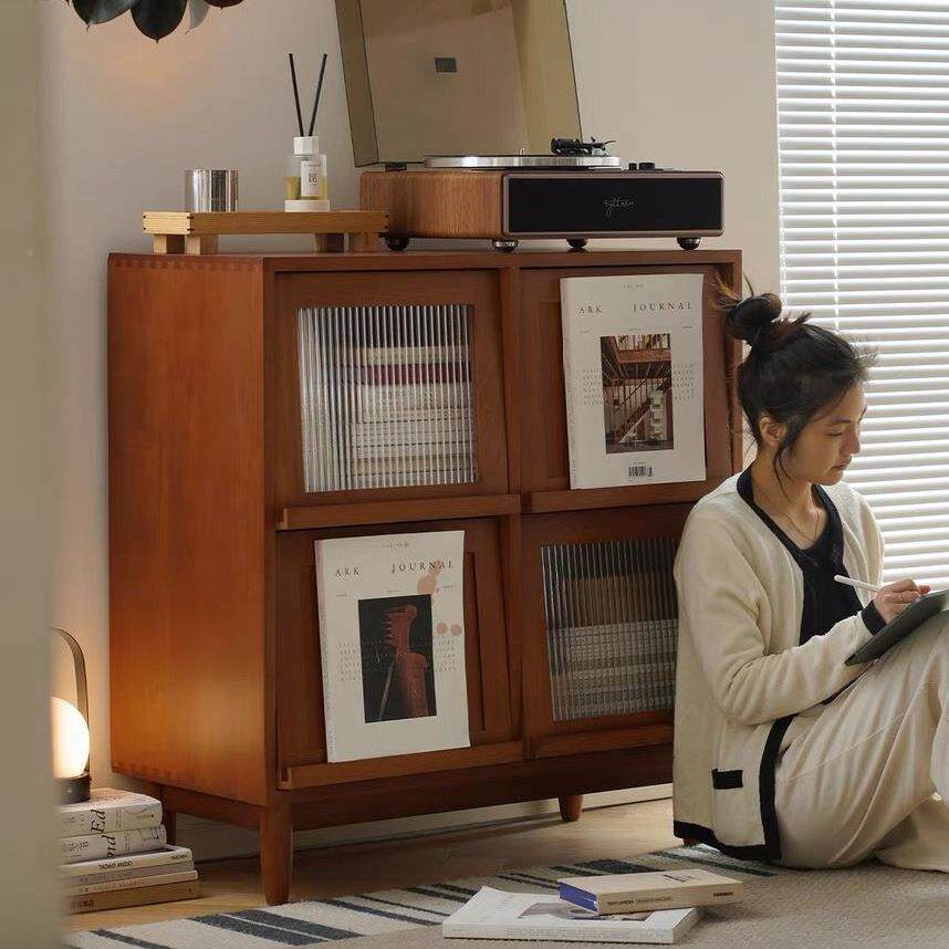 简约复古边实书柜客厅沙发柜杂志DDH柜卧收纳柜储物室木柜厨房餐