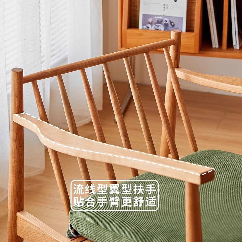 单人椅沙发沙椅樱桃实木复家古休得闲沙发闲客厅小型发椅用扶手布