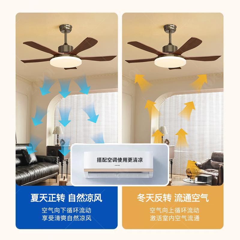 中古客厅风扇吊扇灯护眼客厅复古大叶电扇灯胡扇桃木风色餐ARH厅