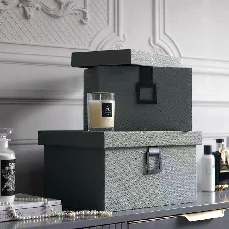 米居610白色皮编织纹收纳箱卧室家柜顶大衣质帽间样品板房装饰摆