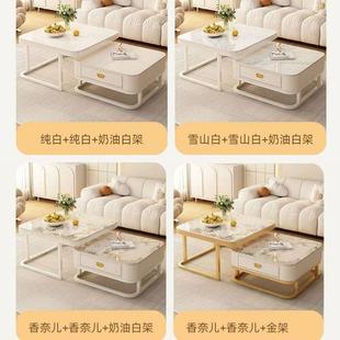 奶油风岩板用茶几客户厅家小型轻PGF奢现代方小桌子新款 形网红茶